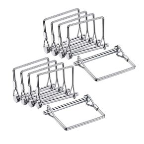 10 Pack Trailer Coupler Pin 1/4''Diameter 4 Inch Long, Heavy-Duty Wire Lock Pin, PTO Shaft Safety Locking Set, Hitch Lawn Mower Quick Release Silver