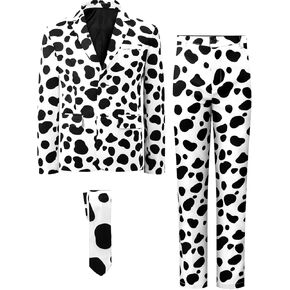 A&J DESIGN Boys 5-Piece Printed Suit Set with Jacket, Dress Pants, Tie, Bowtie and Pocket Square