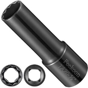 Feekoon 10 Spline Lug Nut Key Replacement for TA20-1/2, Compatible with Bimecc 10-Spline Lug Nut and Lug Bolts, w/ 1/2 Imperial Square Socket Drive for Passenger Car Small SUV, Steel, 1 Pack(Black)