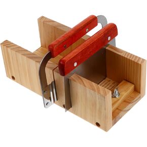 NUOBESTY 1 Set Wooden Soap Cutting Tool Set Wood Loaf Soap Making Cutting Mold Kit Soap Cutting Making Kit with Stainless Steel Wavy Cutter