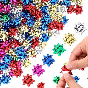 360 Pcs Mini Gift Bows Bulk Christmas Small Wrap Bows 1 Inch 6 Color Self Adhesive Mini Holiday Bows Christmas Metallic Bows for Gift Wrapping Christmas Festival Holiday Birthday Party Decor Craft