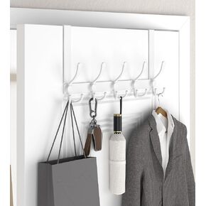 KitchLife 5 Tri Over The Door Hooks Hanger, Towel Rack Super Heavy Duty Clothes Coat Rack for Bathroom Bedroom, 1 Pack Black