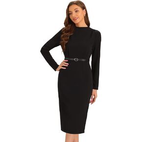 Allegra K Work Sheath Dress for Women's Stand Collar Bodycon Career Dresses