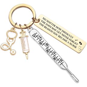 Nurse Graduation Gifts for Women - Gold Inspirational Appreciation Registered Practitioner Nurse Keychain for Christmas