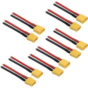 3 أزواج من موصلات التوصيل TMH XT60 أنثى وذكر مع سلك سيليكون ناعم 50 مم - 14 AWG لبطارية ليبو RC وكابل FPV وقارب السيارة بدون طيار (3 ذكر + 3 أنثى)