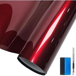 LZLRUN Premium Glossy Liquid Metal Red Vinyl Wrap Sticker for Car DIY Self Adhesive Decal Super Gloss Blood Red Wrap Film (1ft × 5ft)