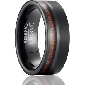 Vintage Inspired Fashion Gentleman Business Tungsten Carbide Ring, Black Inlaid Wood Grain Men's Ring width 8mm wedding rings engagement rings.
