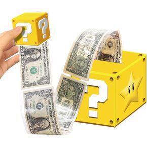 Super Bros Mini Question Block Surprise Cash Box, 1Pcs Surprise Money Box for Cash with 30Pcs Transparent Bags Funny Party Supplies for Cash Gift Pull Birthday Festival Game in Saudi Arabia