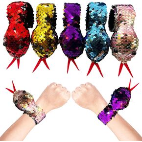 Snake Slap Bracelets, Halloween Party Decoration Shiny Snap Bracelets Cute Reptile Stuffed Bands Bling Fuzzy Animal Bracelet Toy Lover for Birthday Holiday Supplies Favors Gift 5 Assorted Designs