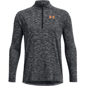 Under Armour Boy's Tech Textured 1/2 Zip (Big Kids) Black/Atomic MD (10-12 Big Kid)