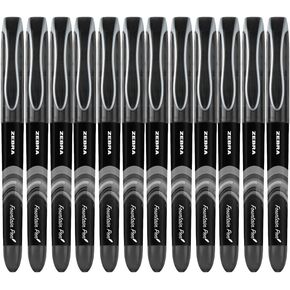Zebra Pen Fountain Pen, Stainless Steel Nib, Fine Point, 0.6mm, Black Ink, Disposable, 12-Pack