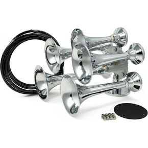 Hornblasters Admiral Chrome 5-Bell 12/24 Volt Train Horn