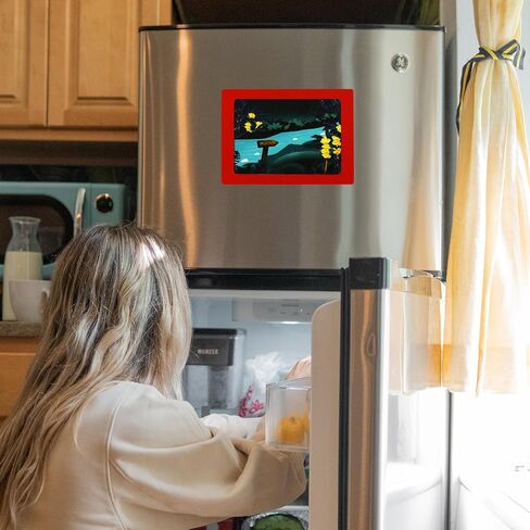 YOKIVE 4 قطع إطار صورة مغناطيسي، مغناطيس PVC يحمل الصورة | رائعة للاستخدام في الثلاجة وغسالة الأطباق (أحمر، 5 × 7 بوصة) in Saudi Arabia