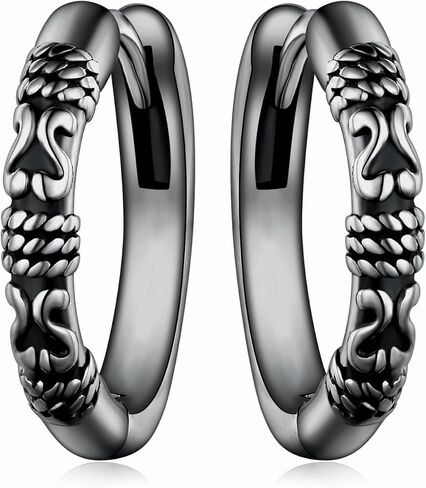 Viking Earrings 925 Sterling Silver Viking Runes Hoop Earrings Viking Jewelry Gifts for Men Women in Saudi Arabia