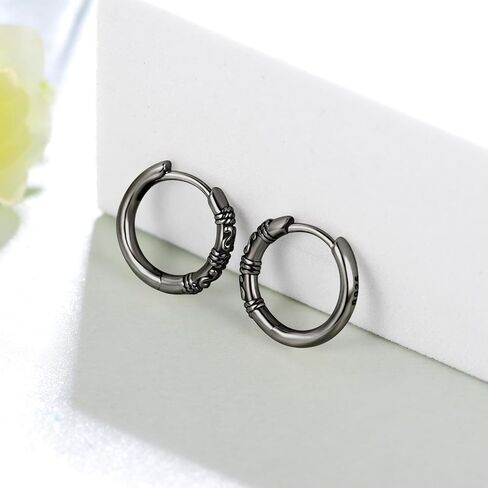 Viking Earrings 925 Sterling Silver Viking Runes Hoop Earrings Viking Jewelry Gifts for Men Women in Saudi Arabia