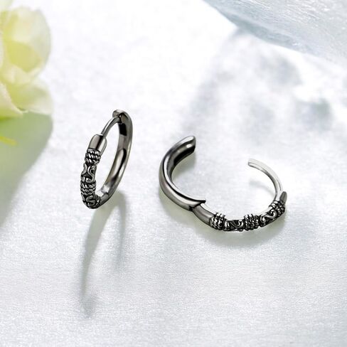 Viking Earrings 925 Sterling Silver Viking Runes Hoop Earrings Viking Jewelry Gifts for Men Women in Saudi Arabia