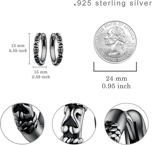 Viking Earrings 925 Sterling Silver Viking Runes Hoop Earrings Viking Jewelry Gifts for Men Women in Saudi Arabia