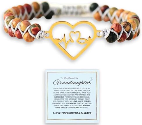 For Granddaughter - For You Are Always In Mine Beads Bracelet,Double Layer Natural Jasper Beaded Wrap Bracelet, Infinity Heart Bracelet for Granddaughter in Saudi Arabia