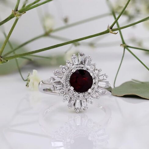 خاتم خطوبة Diamond Wish 3/4 قيراط من الألماس الفرنسي و1 قيراط من الياقوت الأحمر هالو من الذهب عيار 14 قيراط (H-J، I1-I2، cttw) مقاس من 4 إلى 9 in Saudi Arabia