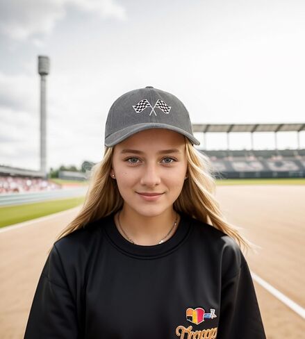 Kids Racing Car Flag Hat for Boys Ages 6-12, Adjustable Embroidered Washed Race Car Baseball Cap for Youth Teens Girls in Saudi Arabia