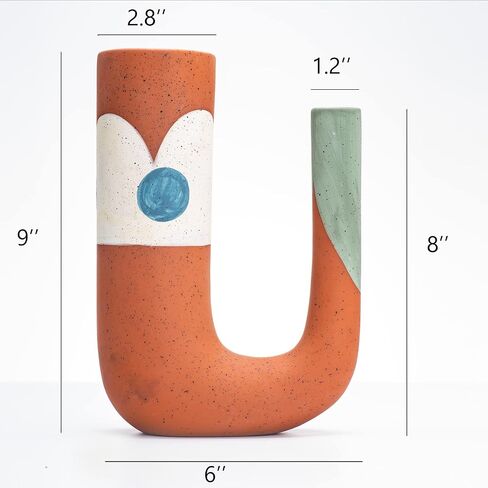 Ceramic Vase for Home Living Room Decor, Pampas Grass Vase for Decor,Farmhouse Decor Unique Terracotta Boho Flower Vase Multicolor Stripes Design Vase in Saudi Arabia