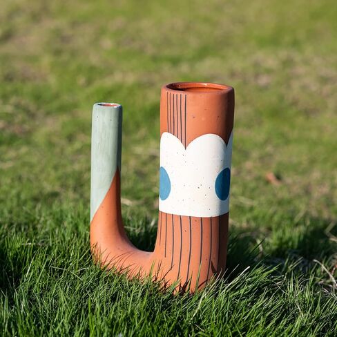 Ceramic Vase for Home Living Room Decor, Pampas Grass Vase for Decor,Farmhouse Decor Unique Terracotta Boho Flower Vase Multicolor Stripes Design Vase in Saudi Arabia