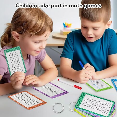 Multiplication Flashcards 0-12, 13 Pcs Multiplication Chart Math Flashcards, Multiplication Math Game, Times Table Flash Cards with 2 Dry Erase Markers and 2 Rings for 1st to 3rd Grades in Kuwait