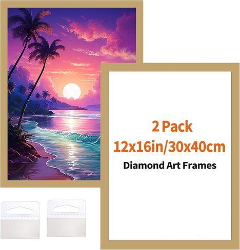 XEUZK Diamond Art Frames - 12 Pack (Black) 30x40cm, Magnetic Diamond Art Painting Canvas Frames 12"x16",PVC Self Adhesive Suitable for 12x16 inches Pictures for Home Office Wall Door Decor in Kuwait