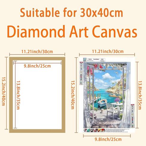 XEUZK Diamond Art Frames - 12 Pack (Black) 30x40cm, Magnetic Diamond Art Painting Canvas Frames 12"x16",PVC Self Adhesive Suitable for 12x16 inches Pictures for Home Office Wall Door Decor in Kuwait