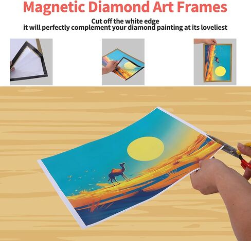 XEUZK Diamond Art Frames - 12 Pack (Black) 30x40cm, Magnetic Diamond Art Painting Canvas Frames 12"x16",PVC Self Adhesive Suitable for 12x16 inches Pictures for Home Office Wall Door Decor in Kuwait