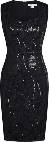GRACE KARIN Women Sleeveless Sparkly Glitter Sequin Dress Square Neck Bodycon Above Knee Length Formal Cocktail Dress in Kuwait