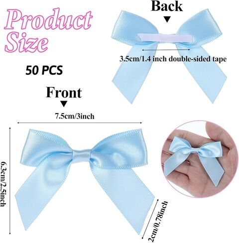 Molain 50Pcs Satin Ribbon Bows 3" Self Adhesive Satin Bows Premade Ribbon Bows with Double-Sided Tape Satin Ribbon Mini Bows for Craft Sewing Scrapbooking Wedding and Gift Wrapping(Rose Gold) in Saudi Arabia