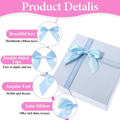 Molain 50Pcs Satin Ribbon Bows 3" Self Adhesive Satin Bows Premade Ribbon Bows with Double-Sided Tape Satin Ribbon Mini Bows for Craft Sewing Scrapbooking Wedding and Gift Wrapping(Rose Gold) in Saudi Arabia