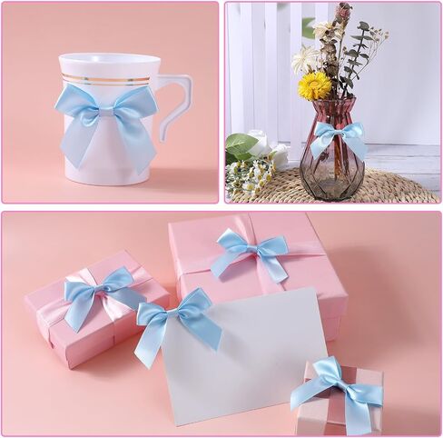Molain 50Pcs Satin Ribbon Bows 3" Self Adhesive Satin Bows Premade Ribbon Bows with Double-Sided Tape Satin Ribbon Mini Bows for Craft Sewing Scrapbooking Wedding and Gift Wrapping(Rose Gold) in Saudi Arabia
