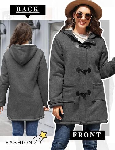 Womens Sherpa Lined Winter Coat Horn Button Fleece Jacket Thicken Zip Up Hoodies Winter Clothes Warm Sweatshirt in Saudi Arabia