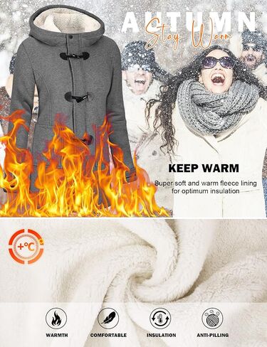 Womens Sherpa Lined Winter Coat Horn Button Fleece Jacket Thicken Zip Up Hoodies Winter Clothes Warm Sweatshirt in Saudi Arabia