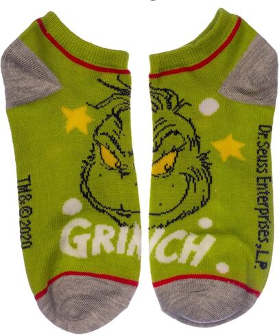 Bioworld Dr. Seuss The Grinch Who Stole Christmas 7 Pair Pack Juniors/Womens Ankle Socks Shoe Size 5-10 in Saudi Arabia