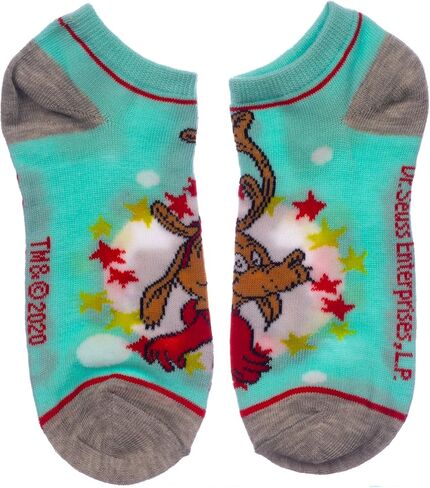 Bioworld Dr. Seuss The Grinch Who Stole Christmas 7 Pair Pack Juniors/Womens Ankle Socks Shoe Size 5-10 in Saudi Arabia