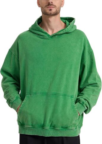 Mens Oversized Hoodie Couples Terry Heavyweight Hoodies Pullover Vintage Acid Wash Hoodie Sweatshirts Streetwear in Kuwait