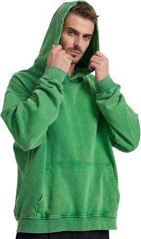Mens Oversized Hoodie Couples Terry Heavyweight Hoodies Pullover Vintage Acid Wash Hoodie Sweatshirts Streetwear in Kuwait