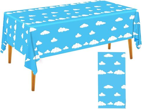 Blue Sky White Clouds Birthday Party Supplies Cartoon Story Tablecloth Party Table Cover Cartoon Table Banner for Baby Kids Shower Birthday Party Decorations, 54 x 108 Inch (1) in Saudi Arabia