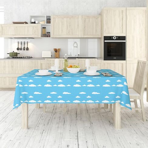 Blue Sky White Clouds Birthday Party Supplies Cartoon Story Tablecloth Party Table Cover Cartoon Table Banner for Baby Kids Shower Birthday Party Decorations, 54 x 108 Inch (1) in Saudi Arabia
