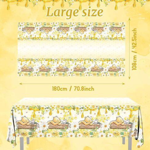 3PCS Blue Winnie Bear Baby Shower Tablecloths, Birthday Party Decorations Boys Birthday Winnie Bear The Pooh Disposable Plastic Tablecloths Party Supplies -54x108IN in Saudi Arabia
