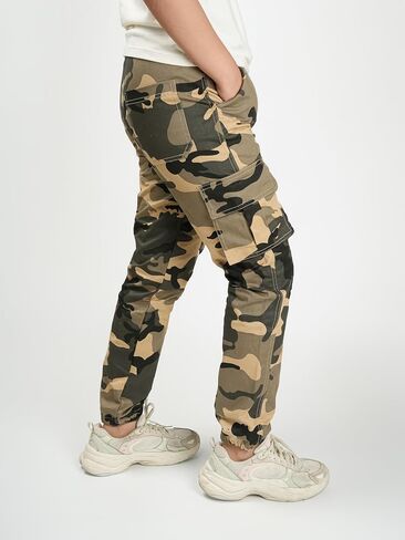 Boys Pull on Camo Pants Girls Slim Fit Cargo Pants Jogger 6-14Y in Saudi Arabia