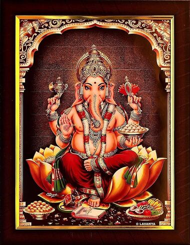 Platinum Mart God Ganesha/Ganpathi Photo Frame with Wall Hanging and Stand (9 X 7 Inches, Brown) in Saudi Arabia