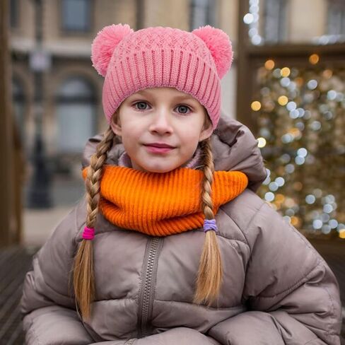 Kids Winter Hat Warm Knitted Beanies with Double Pom Pom Thick Ski Cap for Boys Girls 7-12 Years in Saudi Arabia