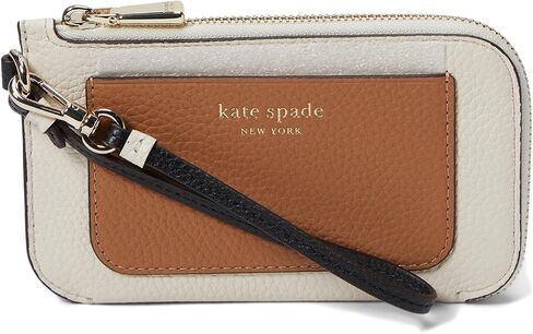Kate Spade New York Women's Ava Colorblocked Pebbled Leather Coin Card Case Wristlet, Parchment Multi, Carry-On 20-Inch in Kuwait