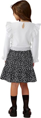 Girls Floral Skirt Set Long Sleeve Ruffle Top and Skirts Outfit 2 Piece Toddler Girl Fall Clothes Sets in Saudi Arabia