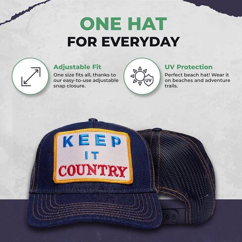 Friday Feelin' Keep It Country Trucker Hat for Daily Wear Snapback Hats for Men & Women Denim- One Size in Saudi Arabia