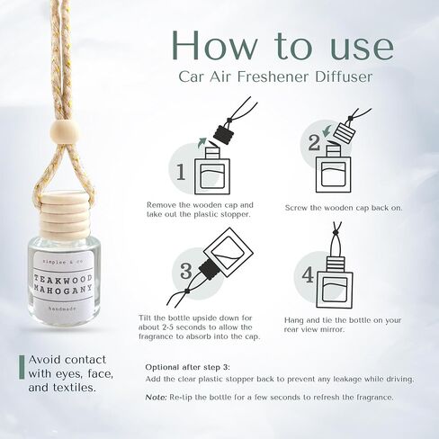 Teakwood and Mahogany Car Air Hanging Essential Oil Diffuser, Car Air Freshener Diffuser with Long Lasting Essential Oils, Aromatherapy Vehicle Diffuser, Long Lasting by Simplee Goods, Clear in Saudi Arabia